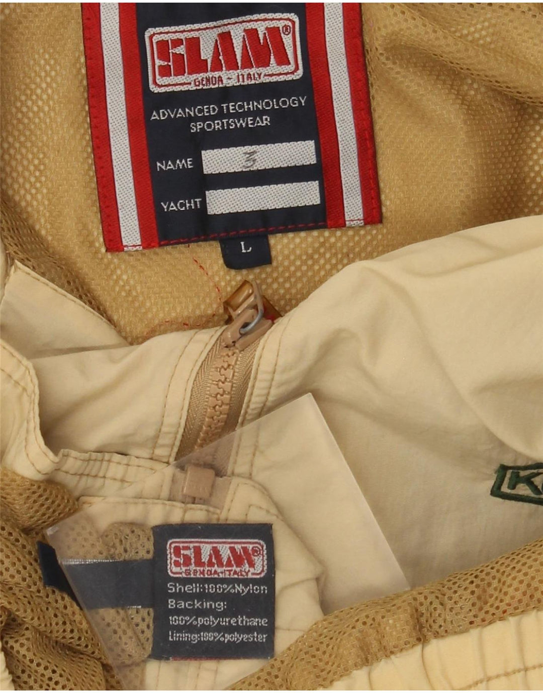 Slam Mens Bomber Jacket UK 40 Large Beige Nylon