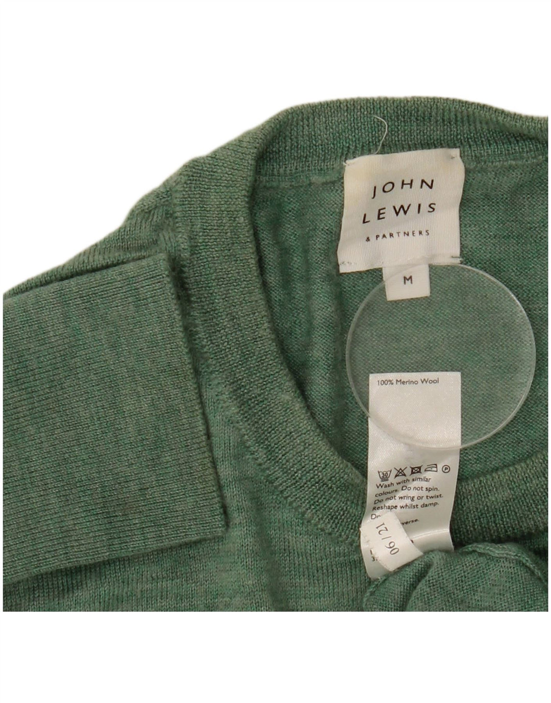 John Lewis Mens Crew Neck Jumper Sweater Medium Green Merino Wool