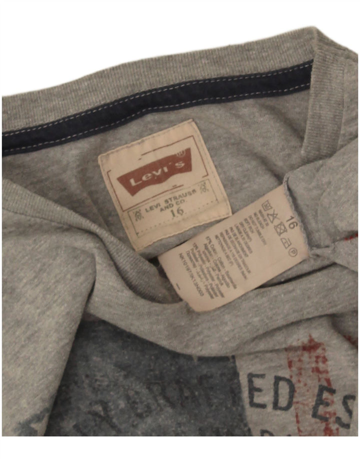 Levi's Boys Graphic Top Long Sleeve 15-16 Years Grey Cotton