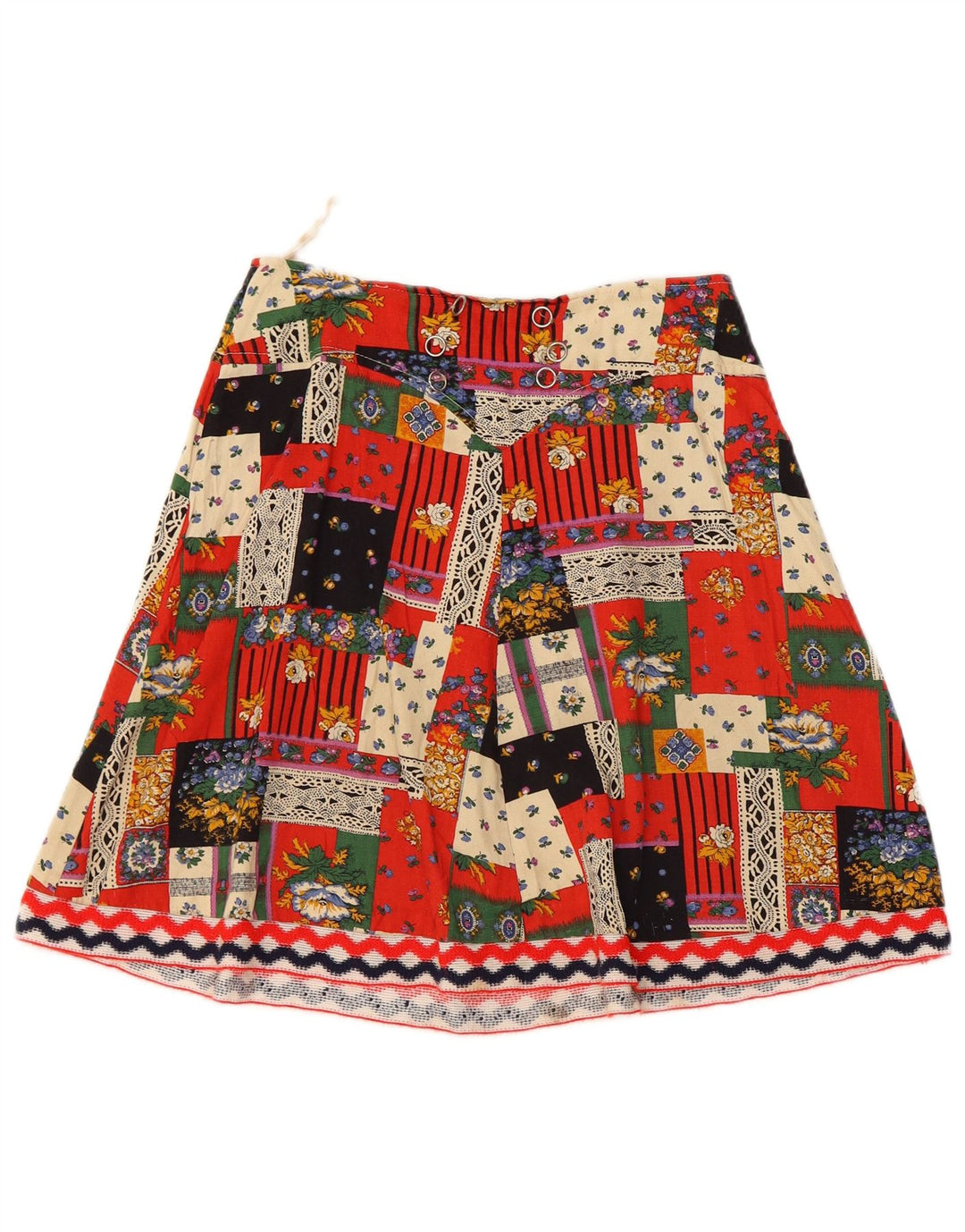 VINTAGE Womens Mini Skirt W28 Medium Multicoloured Patchwork Viscose