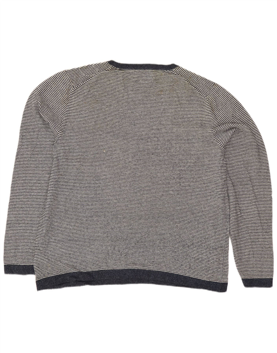 MARKS & SPENCER Mens Crew Neck Jumper Sweater Large Navy Blue Pinstripe