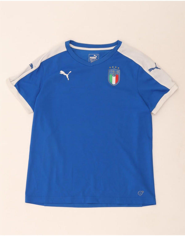 Puma Womens Italia Graphic T-Shirt Top UK 14 Large Blue Colourblock