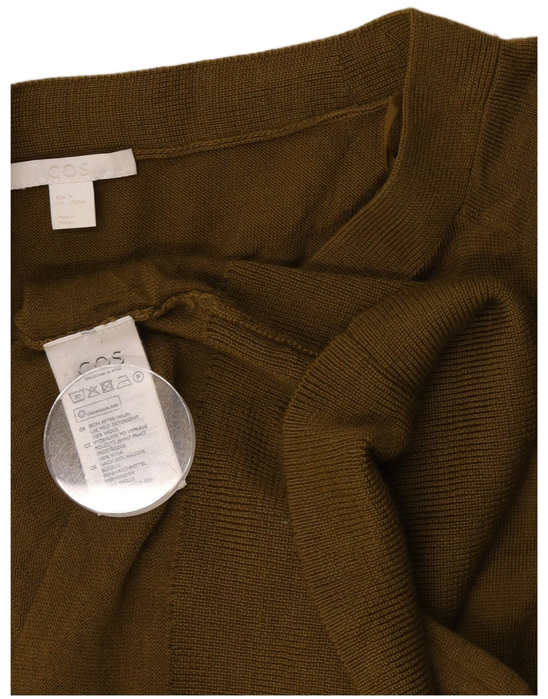Cos Womens Oversized Cardigan Sweater UK 14 Medium Green Wool
