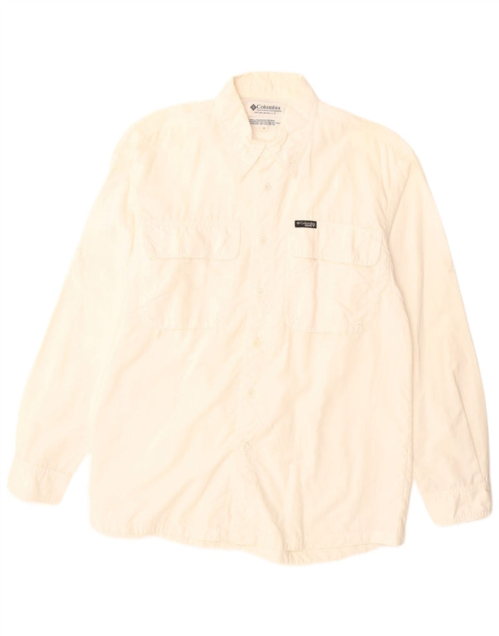 COLUMBIA Mens Shirt Small Off White Nylon