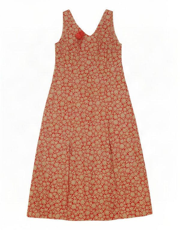 Vintage Womens Sleeveless Maxi Dress UK 12 Medium Red Floral
