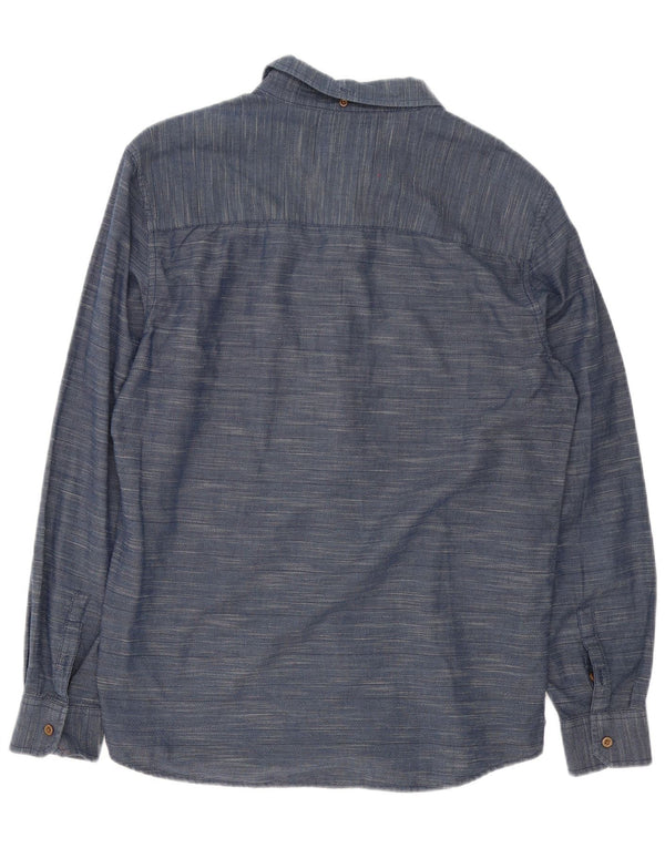 Wrangler Mens Slim Fit Shirt XL Blue Pinstripe Cotton