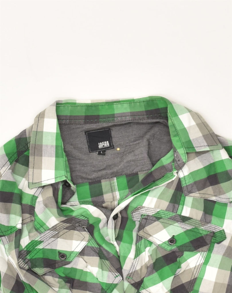 JACK & JONES Mens Shirt Large Green Check Cotton | Vintage Jack & Jones | Thrift | Second-Hand Jack & Jones | Used Clothing | Messina Hembry 