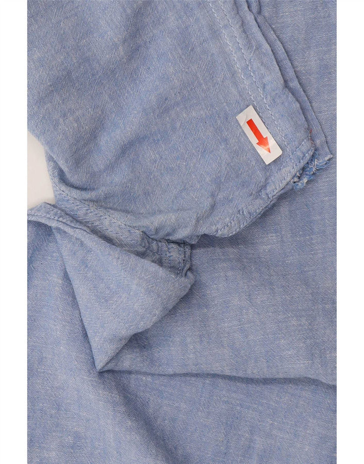 Fat Face Mens Short Sleeve Shirt Small Blue Linen