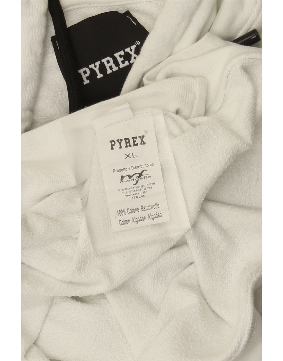 Pyrex Mens Graphic Hoodie Jumper XL White Cotton
