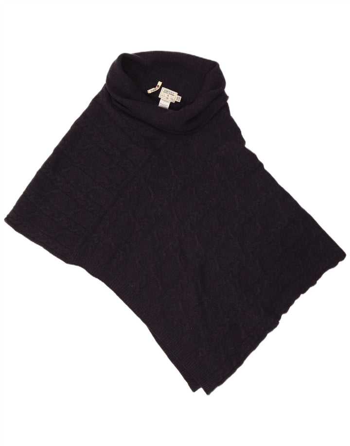 SEASALT Womens Crop Poncho Jumper One Size Navy Blue Wool