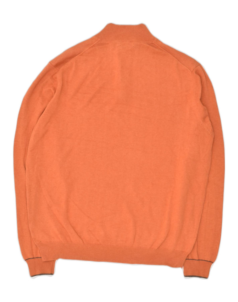 MASSIMO DUTTI Mens Button Neck Jumper Sweater 2XL Orange Cotton | Vintage Massimo Dutti | Thrift | Second-Hand Massimo Dutti | Used Clothing | Messina Hembry 