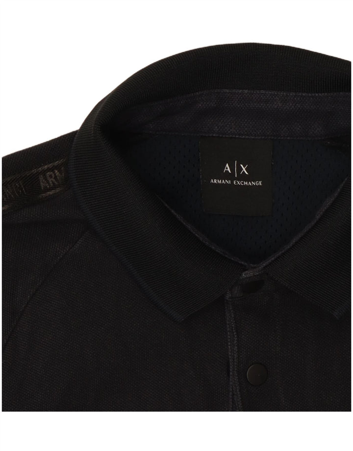 Armani Exchange Mens Graphic Polo Shirt Small Black
