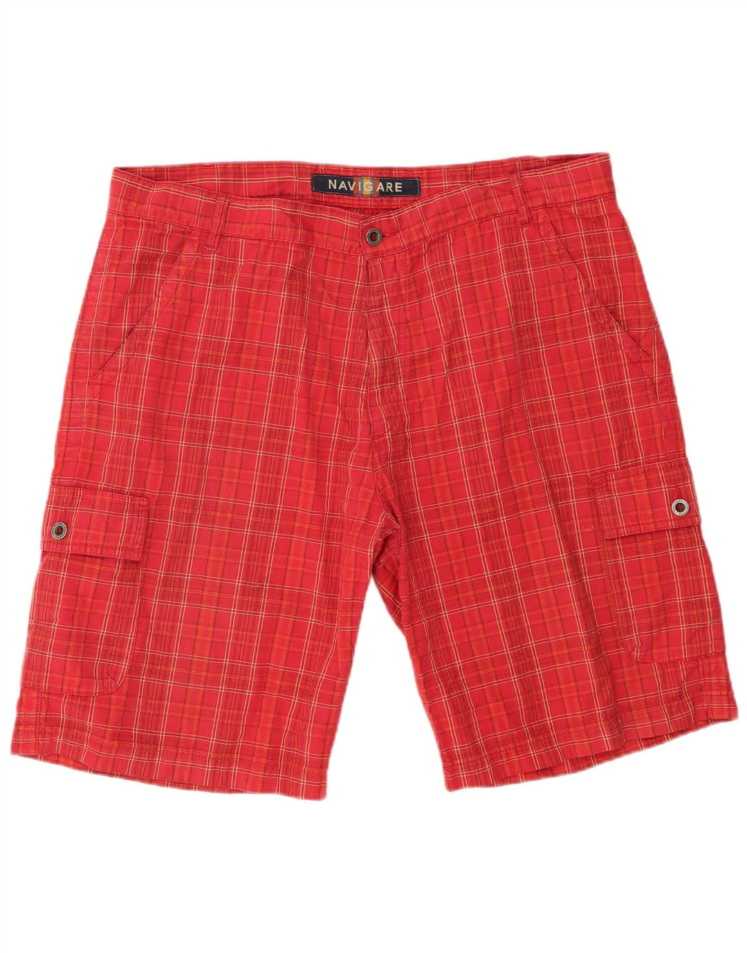 Navigare Mens Cargo Shorts W41 XL Red Check Cotton