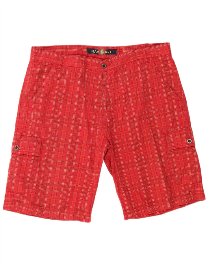 Navigare Mens Cargo Shorts W41 XL Red Check Cotton
