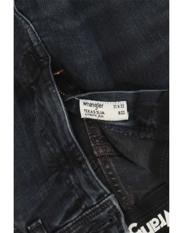 Wrangler Mens Texas Slim Jeans W31 L32 Navy Blue Cotton