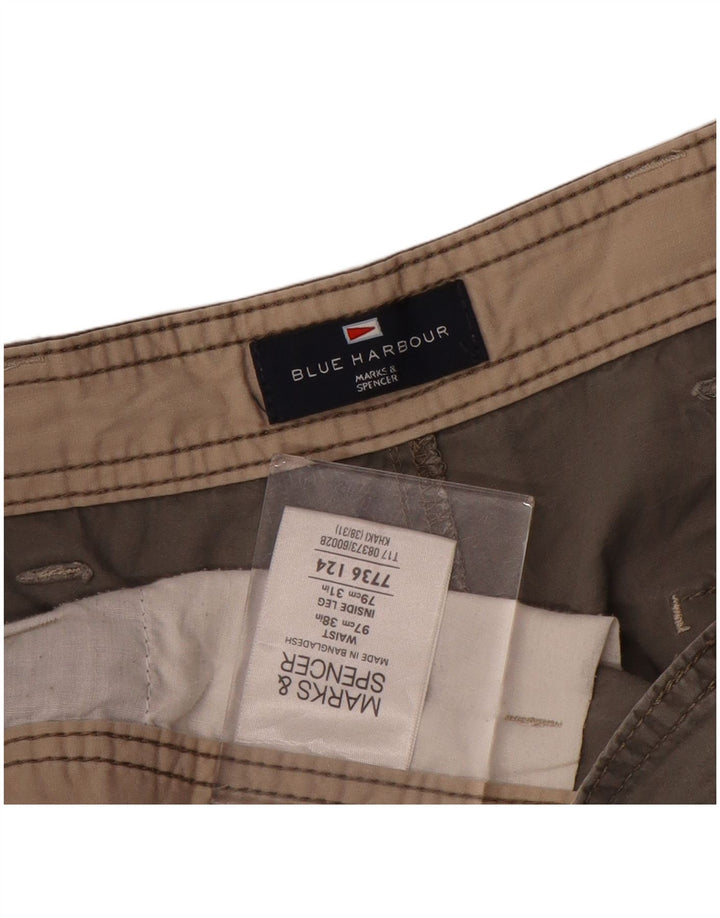 Marks & Spencer Mens Blue Harbour Straight Cargo Trousers W38 L31 Grey
