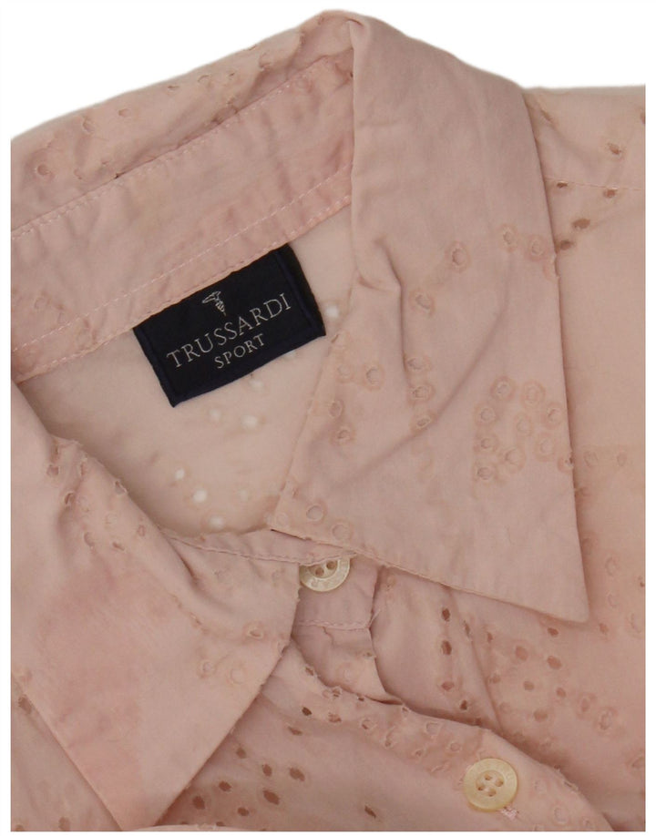 Trussardi Womens See Through Shirt Blouse UK 14 Medium Pink