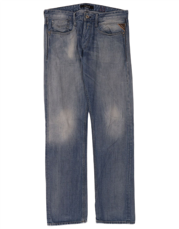 Replay Womens Straight Jeans W33 L34 Blue Cotton