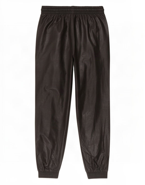 Zara Womens Joggers Faux Leather Trousers Medium W28 L26 Black Polyurethane