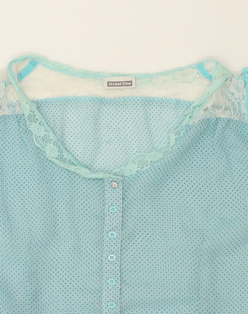 STREET ONE Womens Short Sleeve Shirt Blouse UK 16 Large Blue Polka Dot | Vintage Street One | Thrift | Second-Hand Street One | Used Clothing | Messina Hembry 