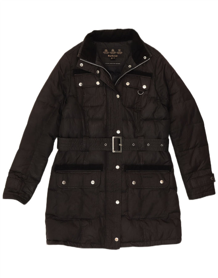 Barbour Womens Padded Coat UK 12 Medium Black Cotton