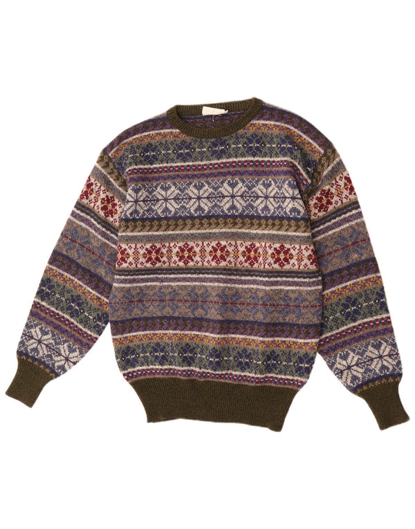 Michel Valerie Mens Crew Neck Jumper Sweater Small Multicoloured Fair Isle
