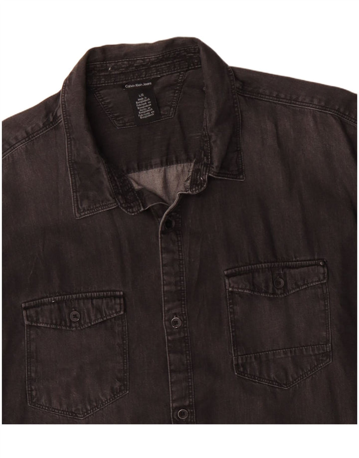 CALVIN KLEIN JEANS Mens Denim Shirt Large Black Cotton