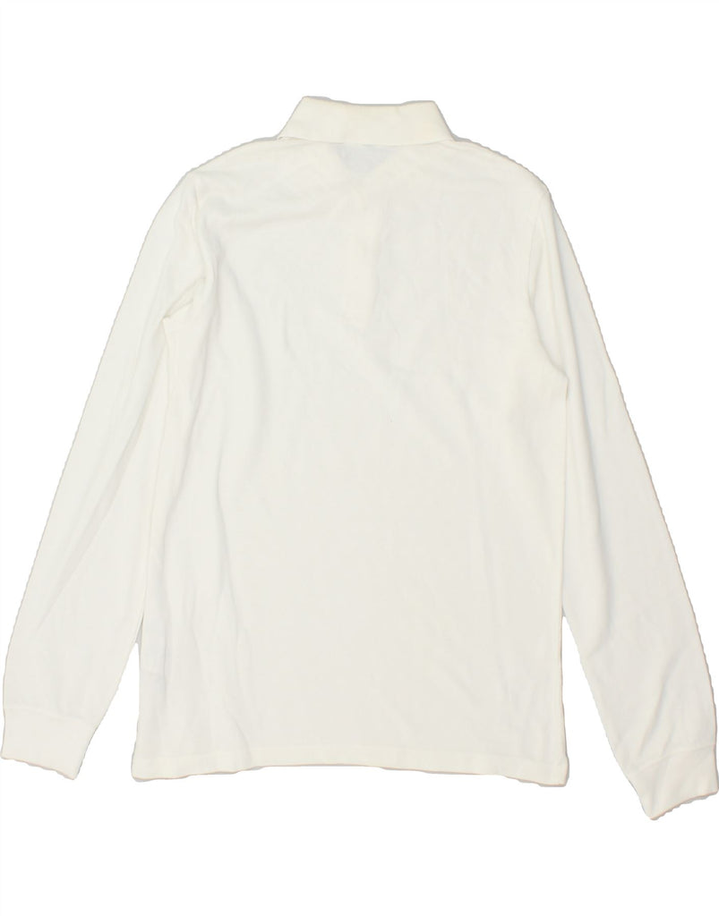 BENETTON Boys Long Sleeve Polo Shirt 11-12 Years 2XL White Cotton Vintage Benetton and Second-Hand Benetton from Messina Hembry 