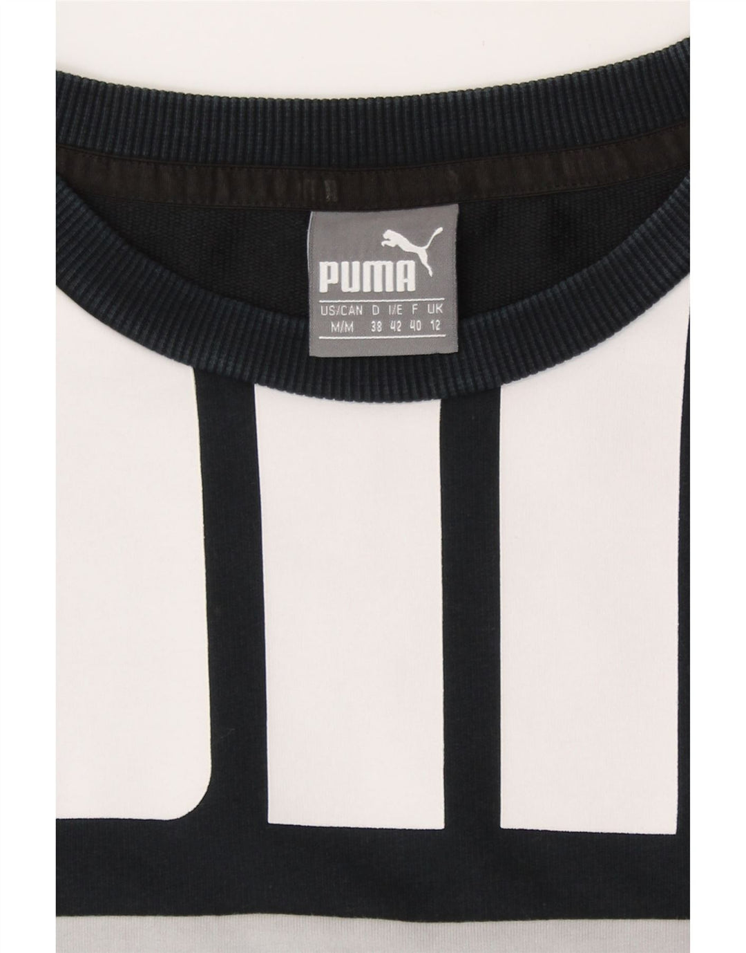 Puma Womens Graphic Sweatshirt Jumper UK 12 Medium White Colourblock