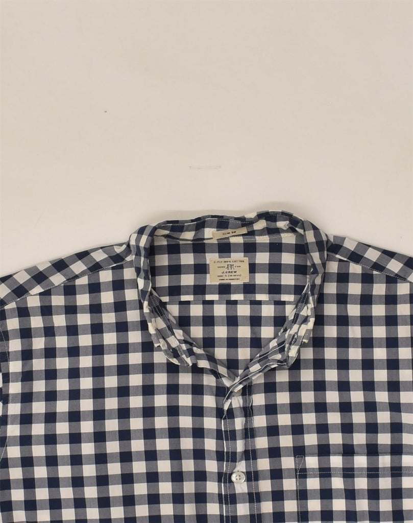 J. CREW Mens Slim Fit Shirt Size 14 14 1/2 Small Navy Blue Gingham Cotton | Vintage J. Crew | Thrift | Second-Hand J. Crew | Used Clothing | Messina Hembry 