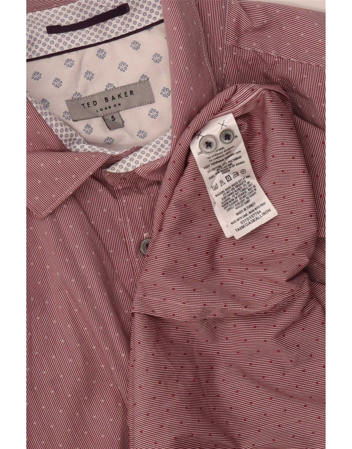 Ted Baker Mens Shirt Size 5 XL Red Pinstripe Cotton