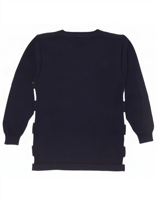 Vintage Womens Boat Neck Jumper Sweater UK 10/12 Medium Navy Blue