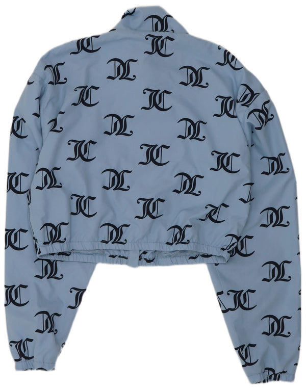 Juicy Couture Womens Graphic Crop Tracksuit Top Jacket UK 14 Large Blue