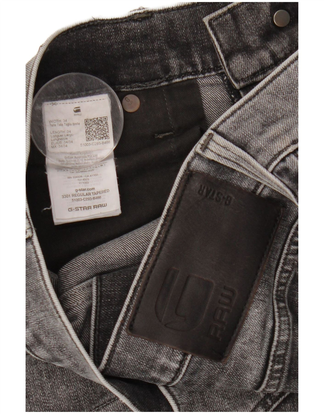 G-Star Mens Regular Tapered Jeans W34 L34 Grey Cotton