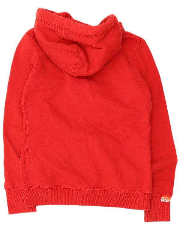 Superdry Womens Zip Hoodie Sweater UK 10 Small Red Cotton