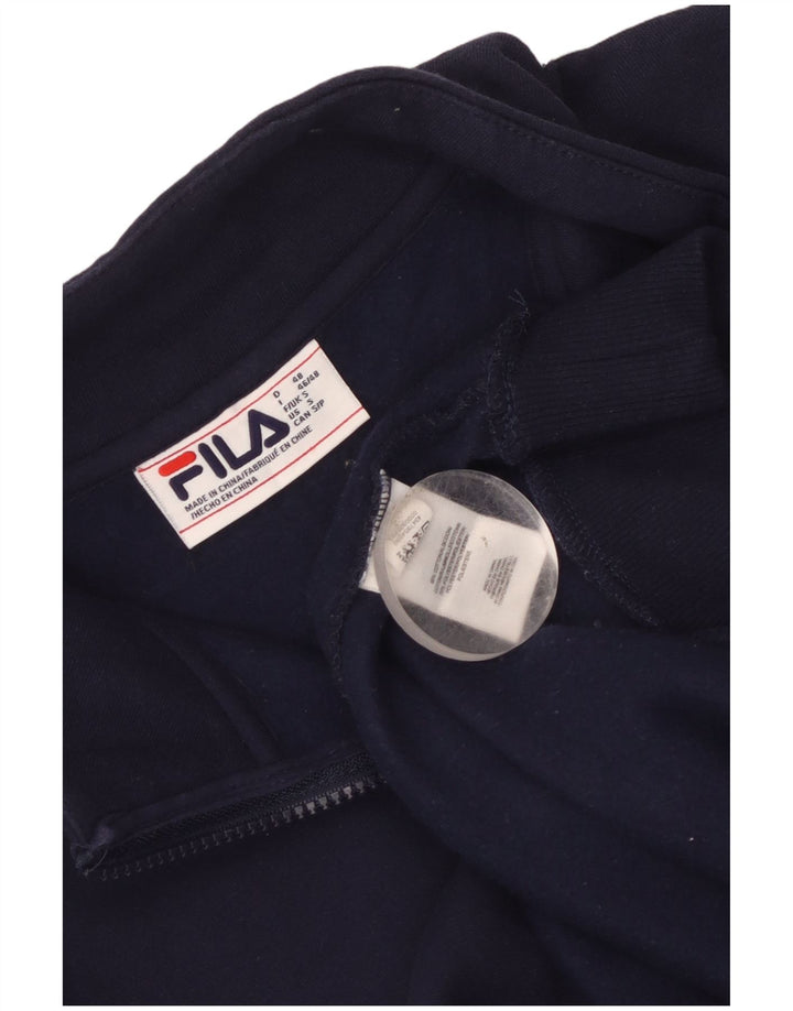 Fila Mens Graphic Zip Neck Sweatshirt Jumper Small Navy Blue Colourblock