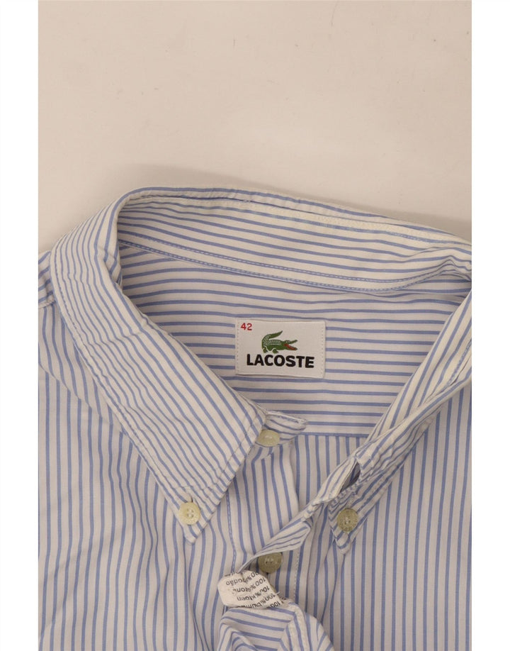 LACOSTE Mens Shirt Size 42 Large Blue Pinstripe Cotton