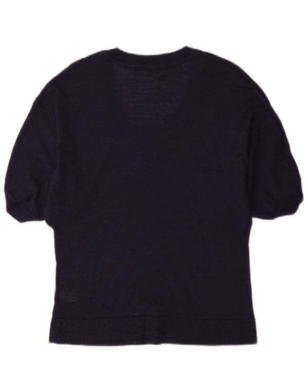 Marks & Spencer Womens Boat Neck Jumper Sweater UK 12 Medium Navy Blue