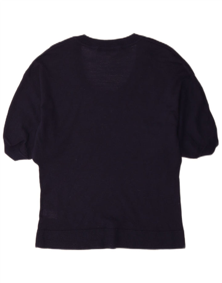 Marks & Spencer Womens Boat Neck Jumper Sweater UK 12 Medium Navy Blue
