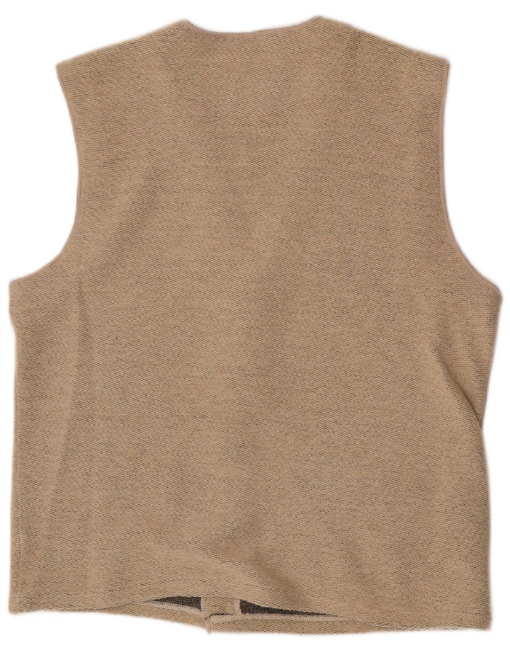 Vintage Mens Waistcoat 2XL Beige Wool
