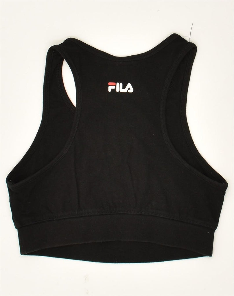 FILA Womens Graphic Sport Bra Top UK 6 XS  Black | Vintage Fila | Thrift | Second-Hand Fila | Used Clothing | Messina Hembry 