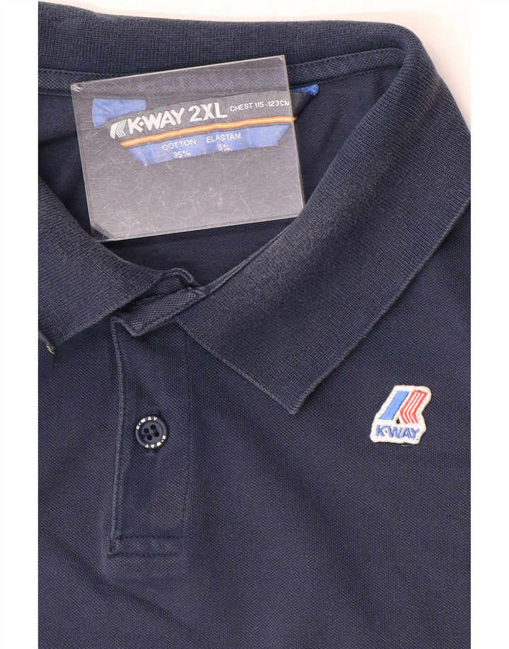 K-Way Mens Polo Shirt 2XL Navy Blue Cotton