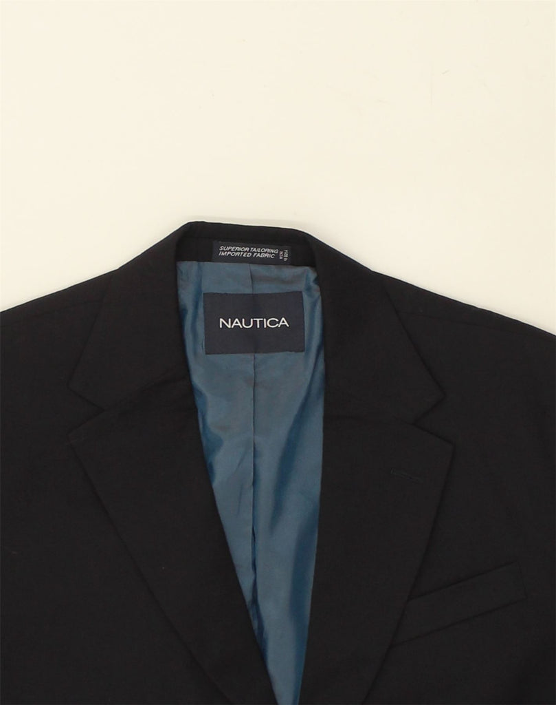 NAUTICA Mens 2 Button Blazer Jacket UK 38 Medium Navy Blue Wool | Vintage Nautica | Thrift | Second-Hand Nautica | Used Clothing | Messina Hembry 