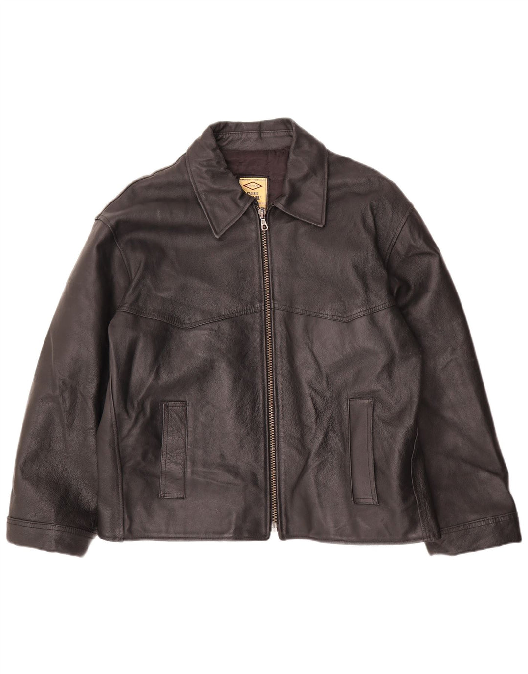 Pacific Trail Mens Leather Jacket UK 44 2XL Black Leather