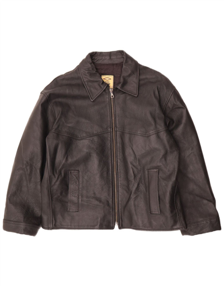 Pacific Trail Mens Leather Jacket UK 44 2XL Black Leather