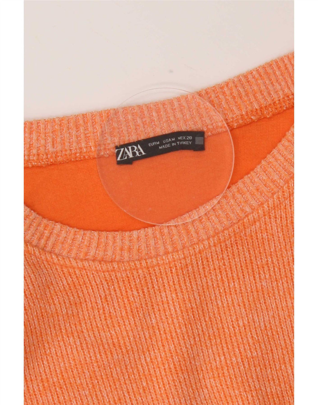 Zara Womens Crop Top Long Sleeve UK 14 Medium Orange