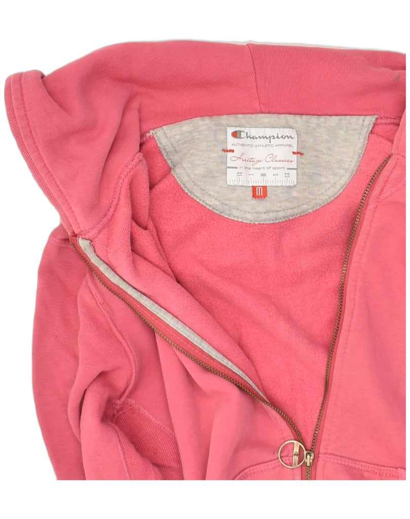 CHAMPION Womens Zip Hoodie Sweater UK 14 Medium Pink Cotton | Vintage Champion | Thrift | Second-Hand Champion | Used Clothing | Messina Hembry 