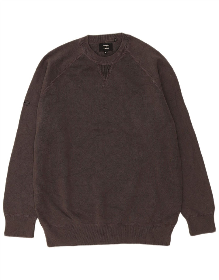 Superdry Mens Sweatshirt Jumper Large Grey Cotton