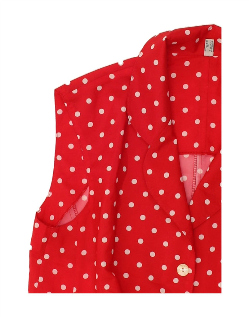 VINTAGE Womens 4 Button Sleeveless Blazer Jacket UK 10 Small Red Polka Dot | Vintage Vintage | Thrift | Second-Hand Vintage | Used Clothing | Messina Hembry 