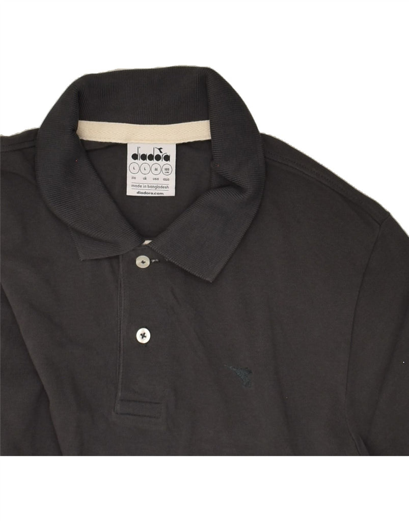 DIADORA Mens Polo Shirt Large Black Cotton | Vintage Diadora | Thrift | Second-Hand Diadora | Used Clothing | Messina Hembry 